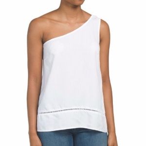 Cloth & Stone White One Shoulder Tencel Blouse